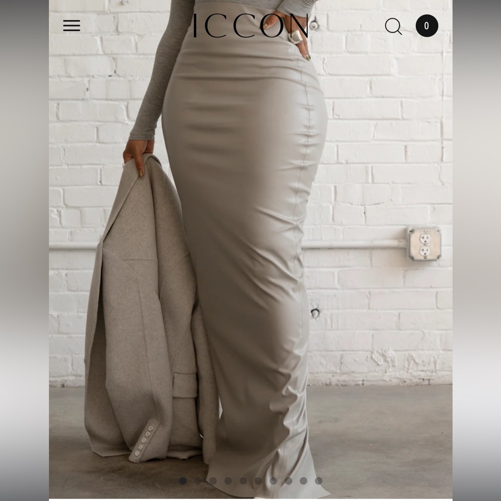 The high-waisted long length polished touch skirt.